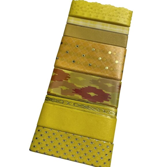Lot 7-8 Washi Craft Tape Sample Card Various Patterns 3 Ft Plus Each Yellow u - Picture 2 of 2